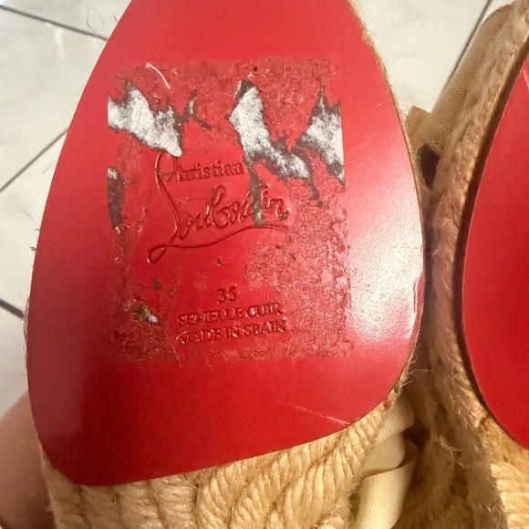 NEW WOMEN\'S CHRISTIAN LOUBOUTIN BEIGE
ISABELLE ESPADRILLE WEDGE SIZE 35
